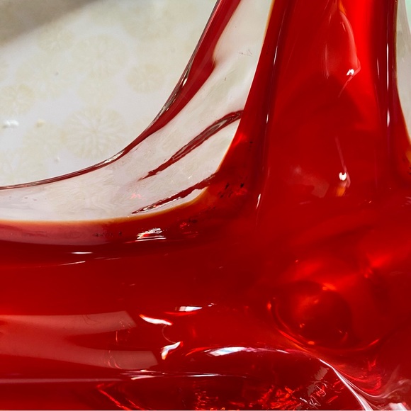 Vintage Art Glass orange / red chalet style glass decor MCM - Picture 7 of 9